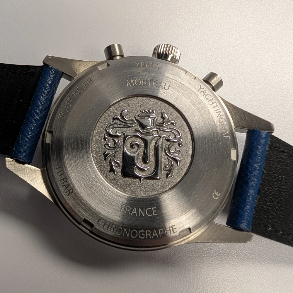 Yema Yachtingraf Croisière Meca-Quartz Chronograph w/Blue Leather Strap - Picture 6 of 8